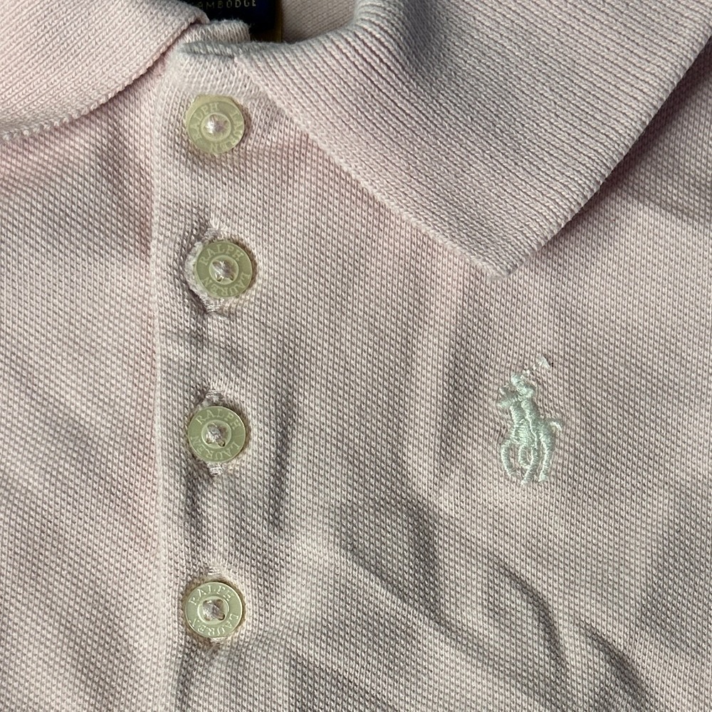 RALPH LAUREN Girls 3T Pink Short Sleeve Polo‎ Shirt White Pony - Picture 3 of 7
